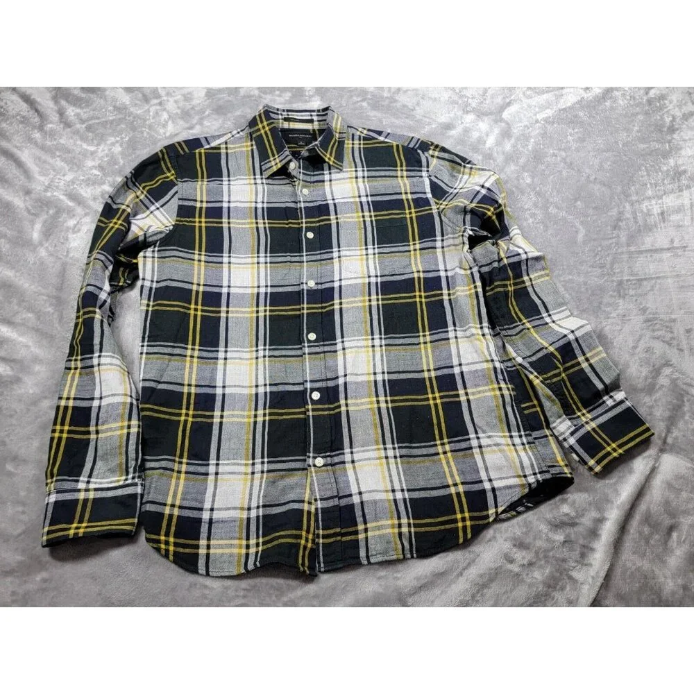 Banana Republic Men's Plaid Untucked Slim Fit lined long sleeve soft shirt Large